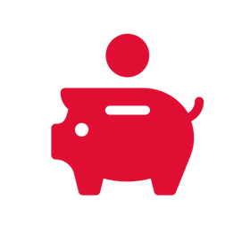 Rote Grafik eines Sparschweins