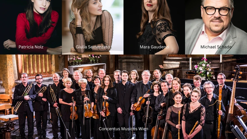 Programmfoto IBT26 >Il Trionfo del tempo< mit Concentus Musicus Wien, Patricia Nolz, Giulia Semenzato, Mara Gaudenzi, Michael Schade