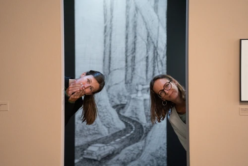 Exhibition view in Sehnsucht Wald (Longing for the Forest) at the Karikaturmuseum Krems