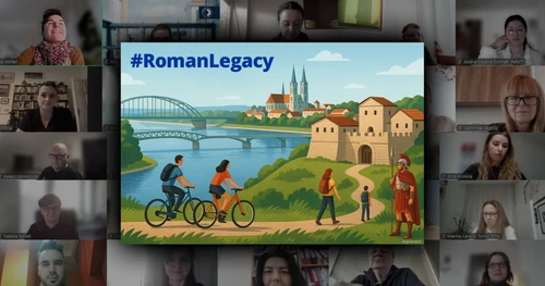 Screenshot des Online Meetings des Roman Legacy Projektes, Porträtfotos und Image Bild 