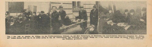 Alter Zeitungsabschnitt mit Fotos, Wiener Kurier, 26. November 1945