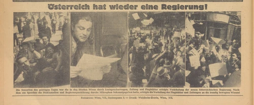 Alter Zeitungsabschnitt, Neues Österreich, 29. April 1945