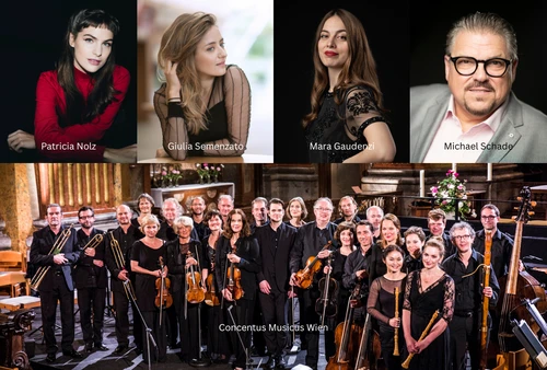 Programmfoto IBT26 >Il Trionfo del tempo< mit Concentus Musicus Wien, Patricia Nolz, Giulia Semenzato, Mara Gaudenzi, Michael Schade