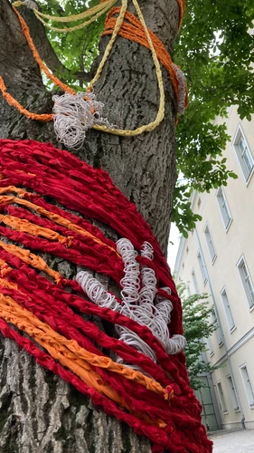 Close-up of the project artwork "The fabric of which memories are made"