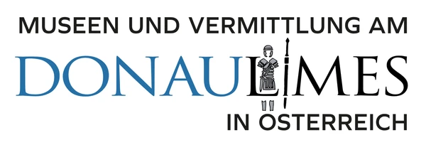 Logo des Vereins Museen und Vermittlung am Donaulimes in Österreich, Schrift und kleiner Soldat abgebildet 