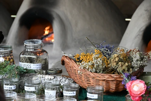 Vorbereitete Pflanzen und Kräuter zum Räuchern