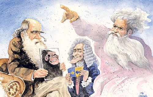 Sujet Darwin und Gott Karikatur