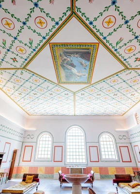 Interior view of the Roman baths with the new ceiling paintings
