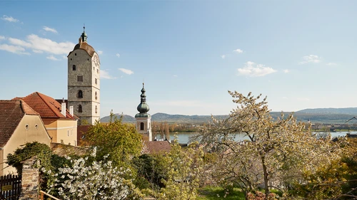 Spring view of Krems with the Danube