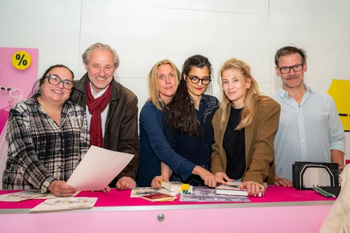 v.l.n.r.: Maria Happel, Joseph Lorenz (Andreas), Johanna Lakner (Bühne/Kostüm), Alexandra Liedtke (Regie), Julienne Pfeil (Therese), David Oberkogler (Stefan);