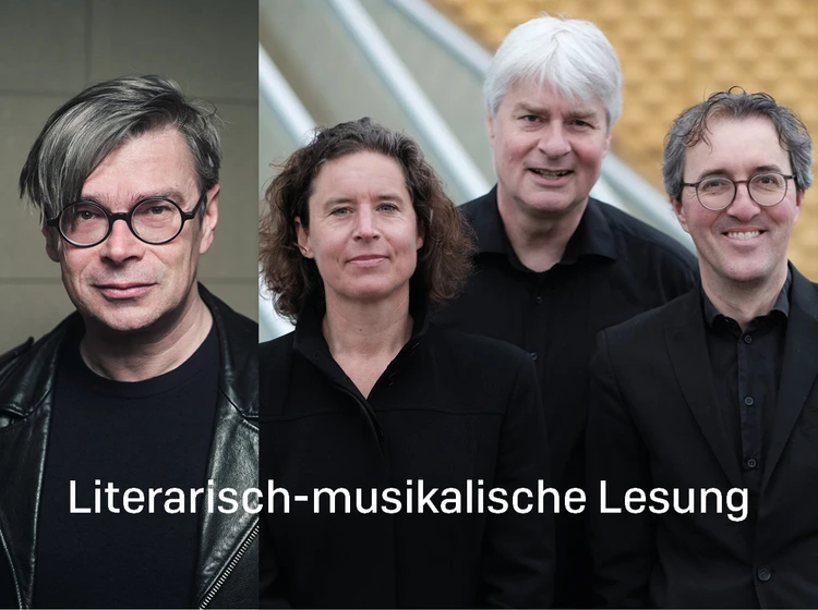 Jaroslav Rudiš, Holger Groschopp (Klavier), Adele Bitter (Cello), Clemens Linder (Violine) © David Adorján