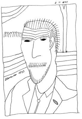 Eine Zeichnung von dem Künstler Oswald Tschirtner  
Oswald Tschirtner, Alexander 1973, 1975, Privatstiftung Künstler aus Gugging, Werk / Foto: © Privatstiftung Künstler aus Gugging