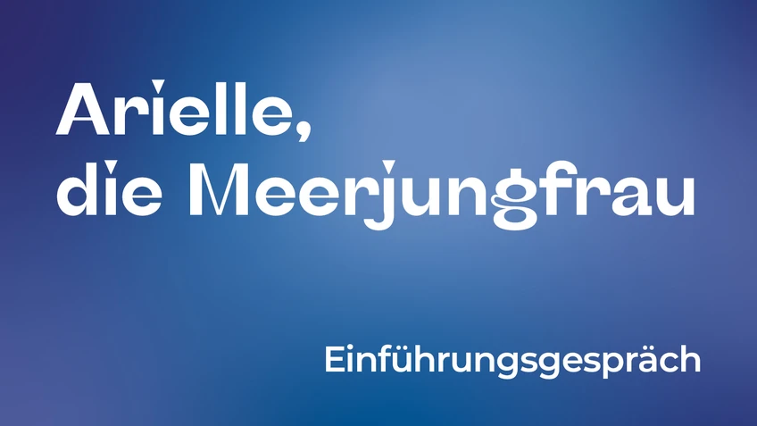 The image shows a blue background with a gentle color gradient. At the top left, the words “The Little Mermaid” are written in large white letters, and at the bottom right, the text “Introductory talk” is also written in white.