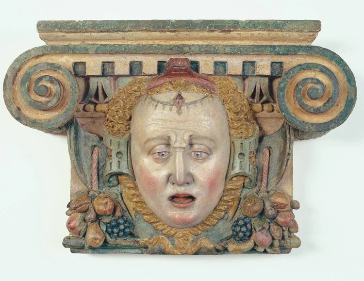 Maskenkapitell aus der alten Landhauskapelle, 1570
Werkstätte des Hans Saphoy von Salmansweiler (gest. 1578)