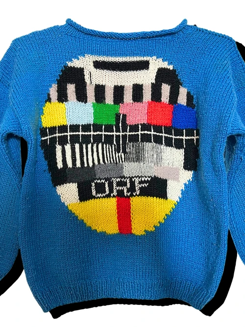ORF Testbild-Pullover, blauer Pullover