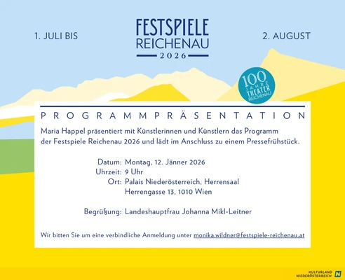 Bild von der Einladung zur Programm-Pressekonferenz am 12. Jänner 2026 um 09.00 im Herrensaal des Palais Niederösterreich