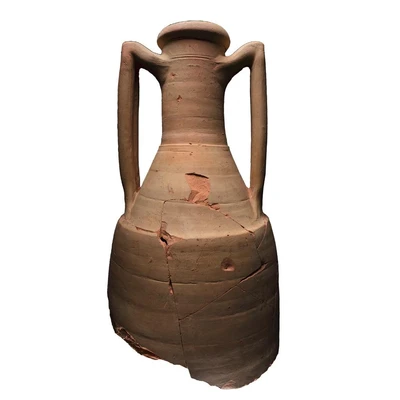 Baetish (?) wine amphora. Preserved up to the middle of the vessel; stepped shoulder, double-barred handles.