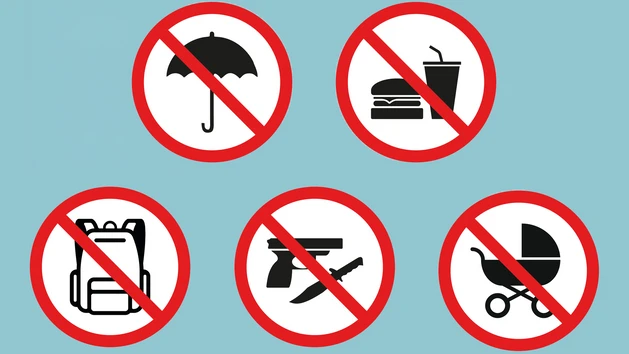 List of items prohibited at the Domplatz concerts: umbrellas, food and drink brought onto the premises, rucksacks, weapons and pushchairs.