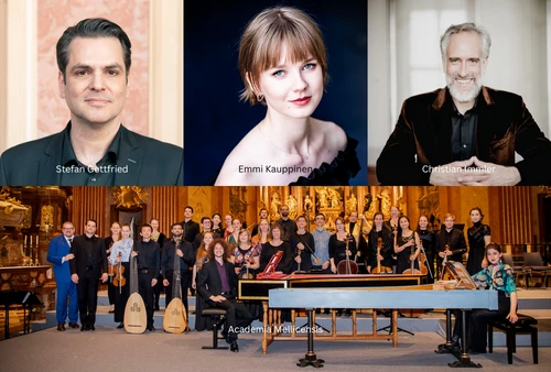 Programmfoto IBT26 >Il Fonte della salute< mit Academia Mellicensis, Stefan Gottfried, Emmi Kauppinen, Christian Immler 