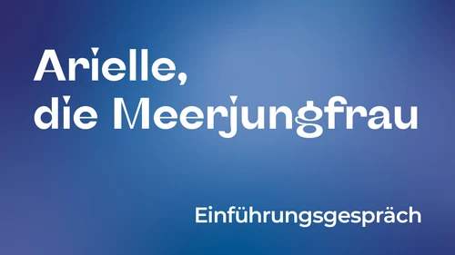 The image shows a blue background with a gentle color gradient. At the top left, the words “The Little Mermaid” are written in large white letters, and at the bottom right, the text “Introductory talk” is also written in white.