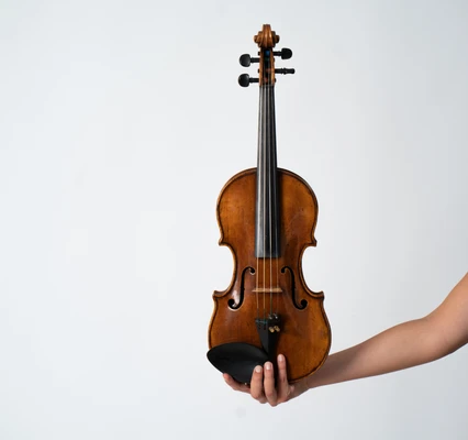 Eine Hand hält eine Violine