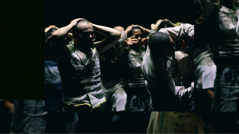 Still image of the dance piece Tunnel Vision, choreographed by Hofesh Shechter, performed by the Nederlands Dans Theater NDT1.