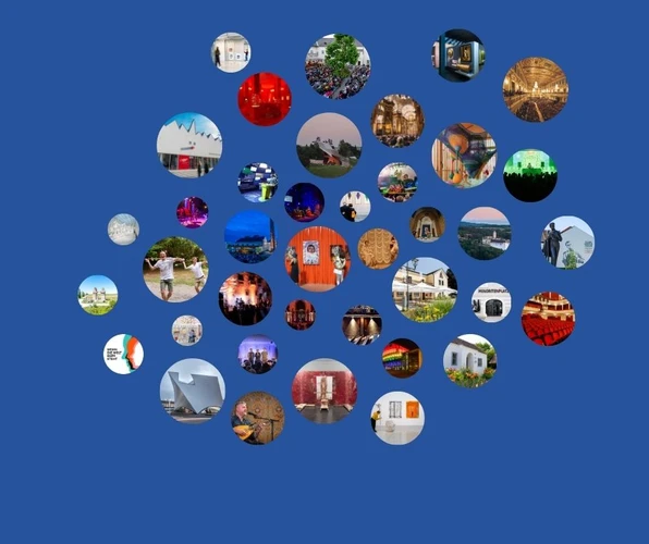 Die Markenvielfalt der gesamten NÖKU Gruppe wird dargestellt in einzelnen Kreisen auf blauen Hintergrund.