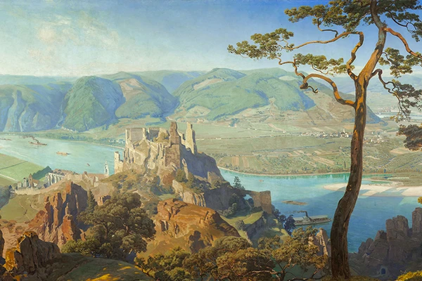 Anton Hlavacek, Panorama des Donautals mit der Burgruine Dürnstein, um 1905