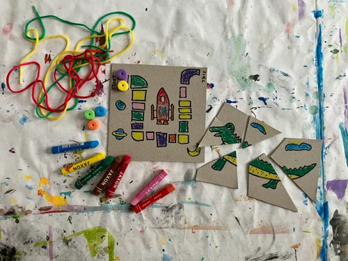 Gebastelte Spielbretter